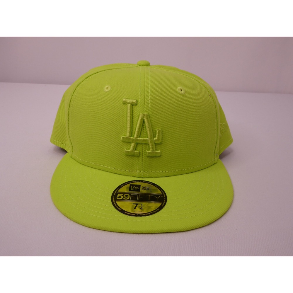 NWT New Era 59Fifty MLB Genuine Los Angeles Dodgers LA Neon Fitted Hat Cap 7 1/4 - Picture 1 of 5